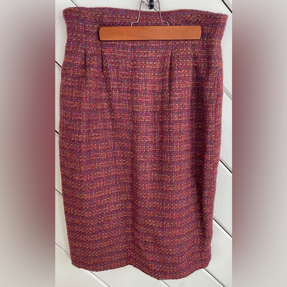 Spitalnick Tweed Skirt Sz 8 Burgundy Red Wool Vintage Secretary Straight Pencil